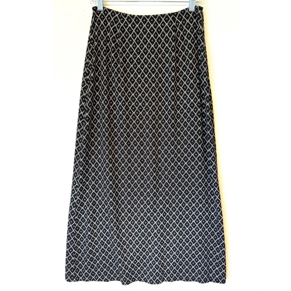 VTG Campagnie Internationale Express Maxi Skirt 5/6 Black Floral Y2K 90s